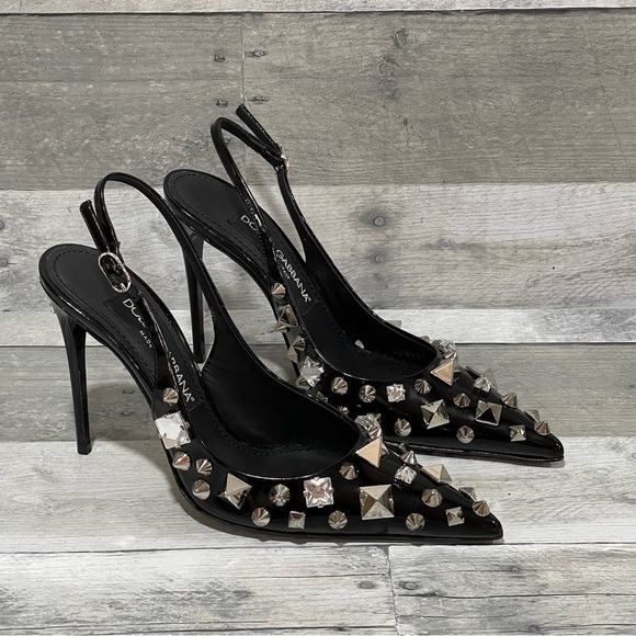 DOLCE&GABBANA Studded Slingback Pump in black - Sz - 6 .US/36 .EU - Picture 3 of 12